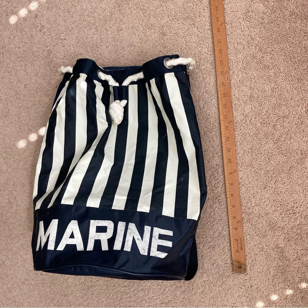 Navy Blue Striped MARINE Navy & White Large Travel / Laundry Bag